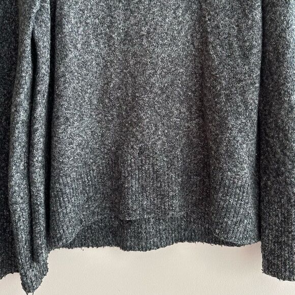 LOFT Marbled Grey Cowl Neck Sweater with Drawstring Tie, Size Medium - Picture 16 of 16